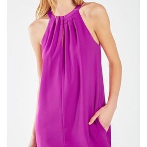 Pleated Fuchsia halter mid shift dress BCBGMaxazeria